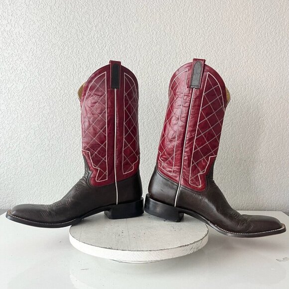 Rod Patrick Mens Cowboy Boots 15AA Antique Brown Mocha Bison Western Square Toe - Picture 8 of 13